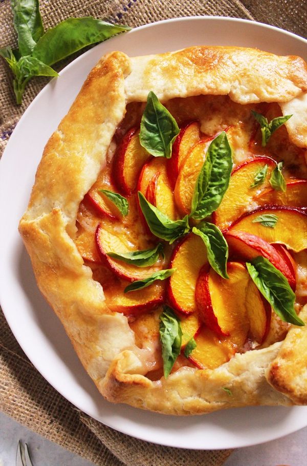 Nectarine & Brie Galette with Fresh Basil