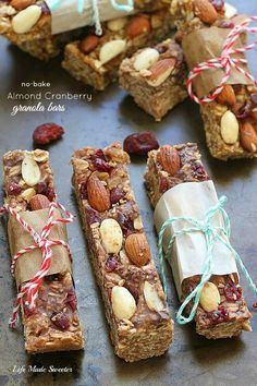 No-Bake Almond and Cranberry Granola Bars (gf (sugar free