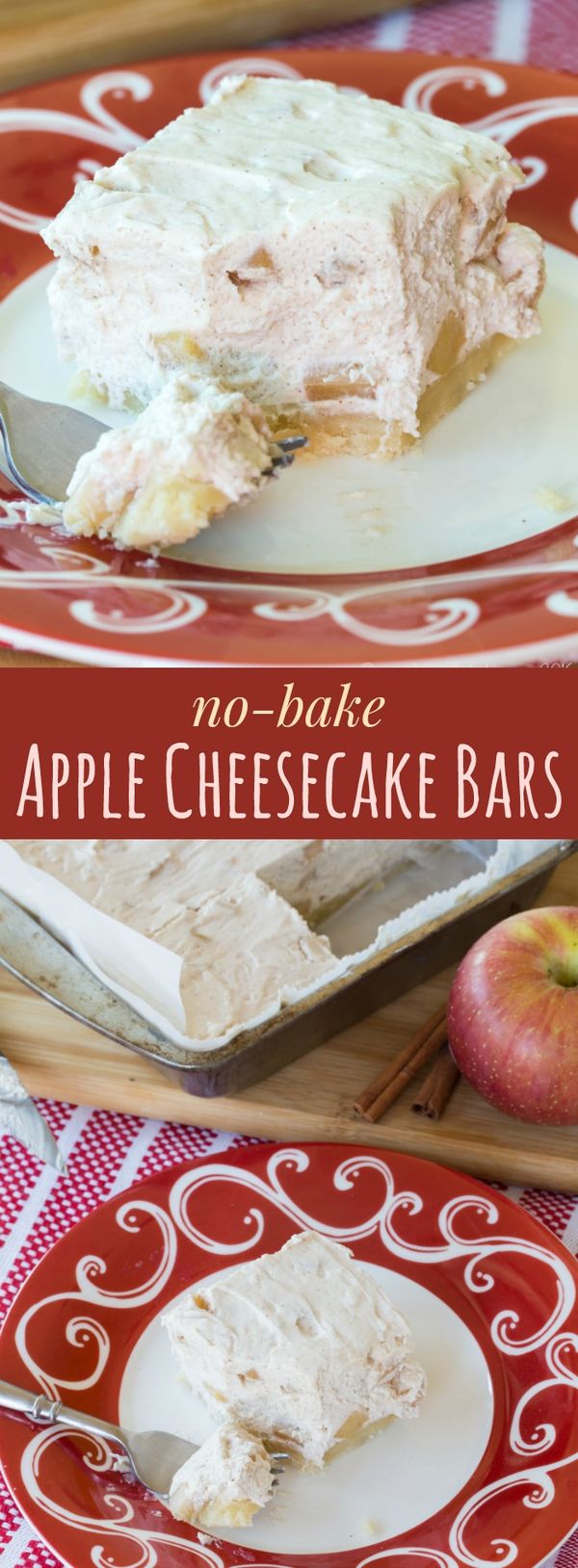 No-Bake Apple Cheesecake Bars with a Gluten Free Almond Crust