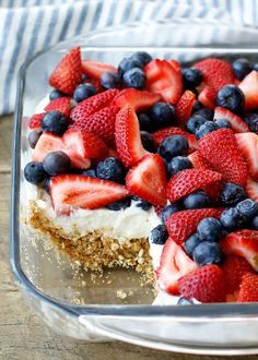 (No Bake Berry Pretzel Dessert