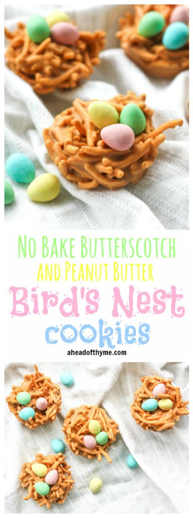 No Bake Butterscotch and Peanut Butter Bird's Nest Cookies