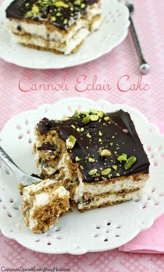 No Bake Cannoli Eclair Cake