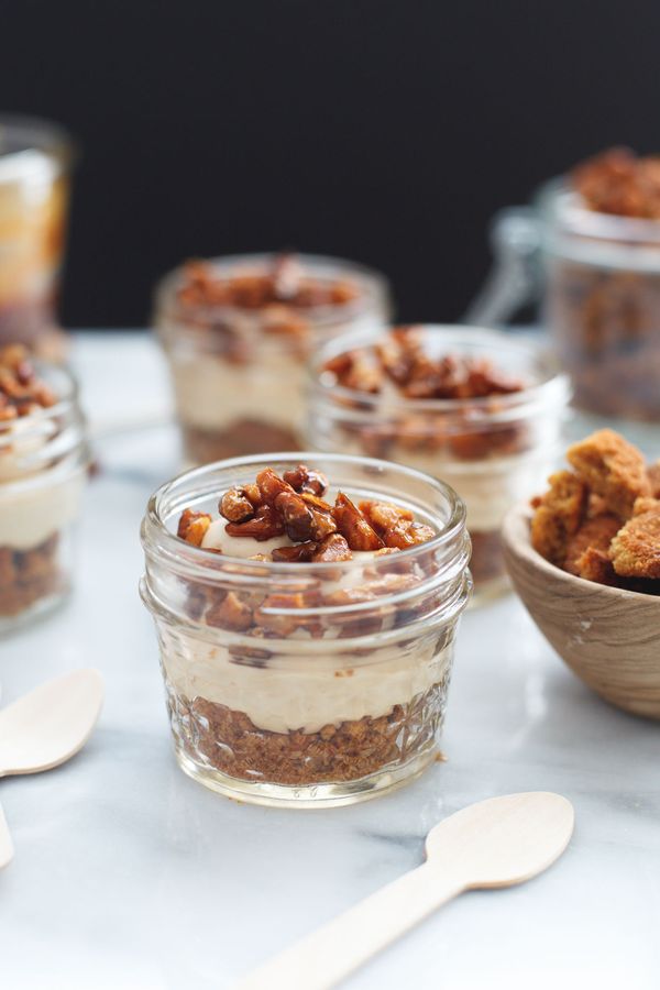 No Bake Caramel Cheesecake Mousse with Candied Walnuts