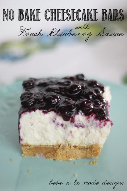 No-Bake Cheesecake Bars with Fresh Blueberry Sauce