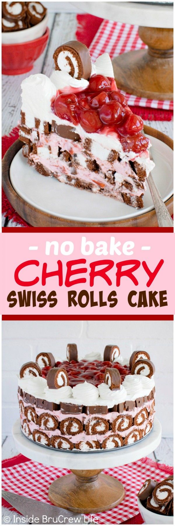 No Bake Cherry Swiss Rolls Cake