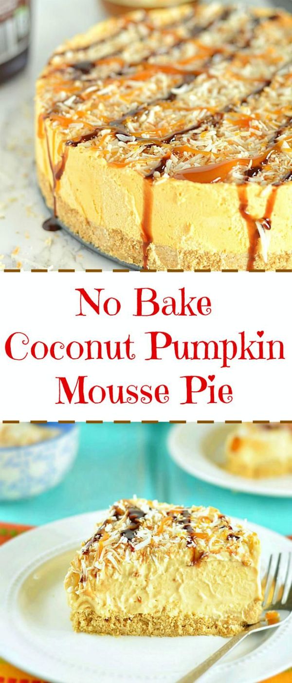 No Bake Coconut Pumpkin Mousse Pie