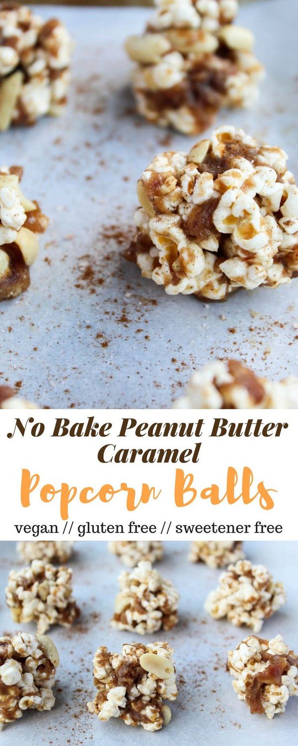 No Bake Peanut Butter Caramel Popcorn Balls