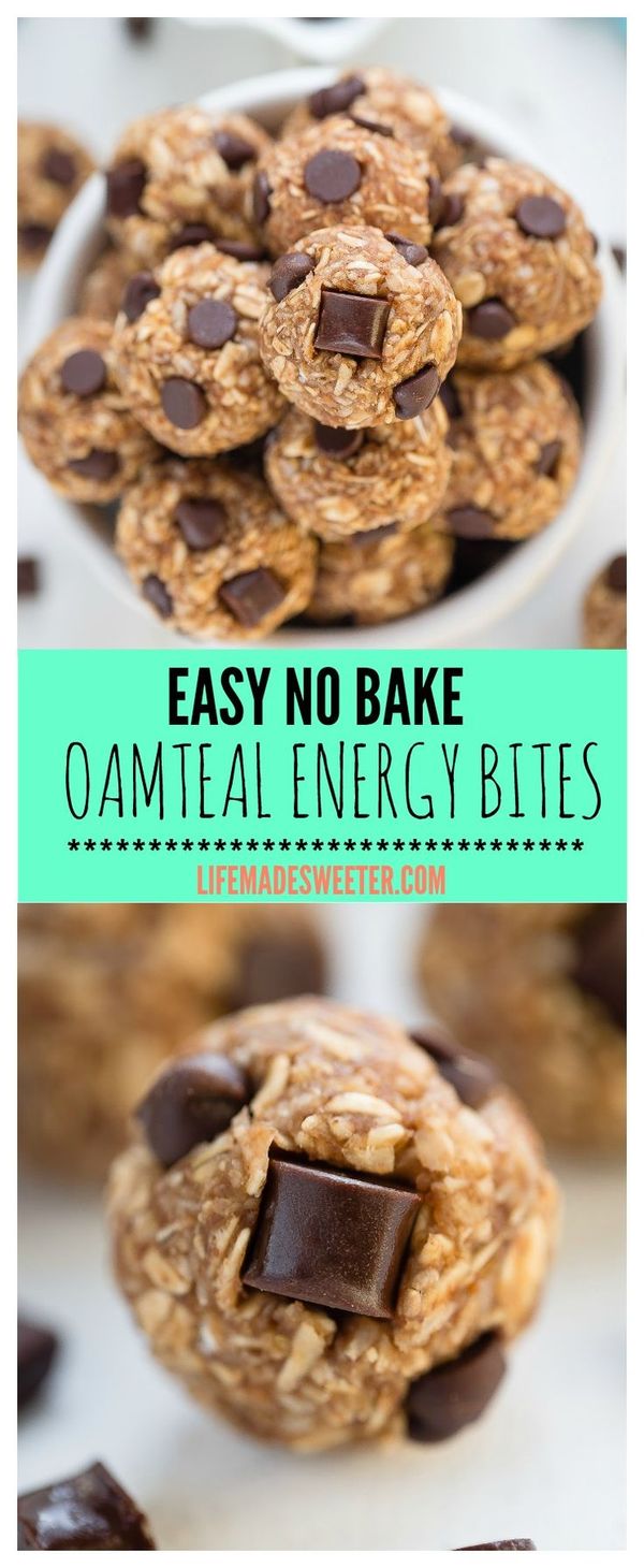 No Bake Peanut Butter Chocolate Chip Energy Bites