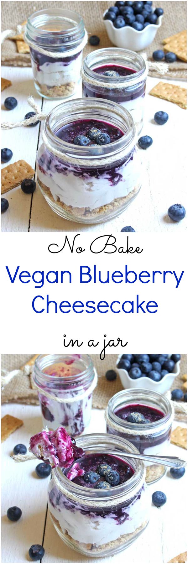No Bake Vegan Blueberry Cheesecake Jars