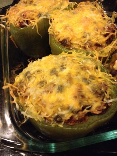 No Carb - Chicken Stuffed Green Peppers