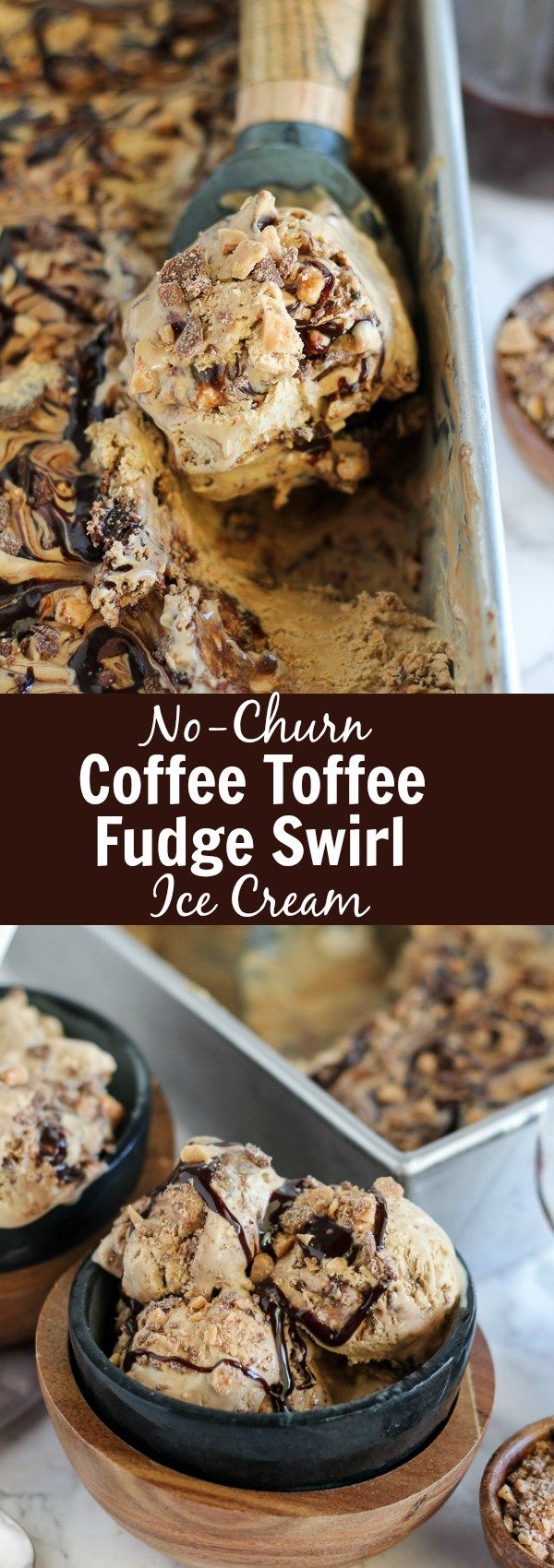 No Churn Coffee Toffee Fudge Swirl Ice Cream