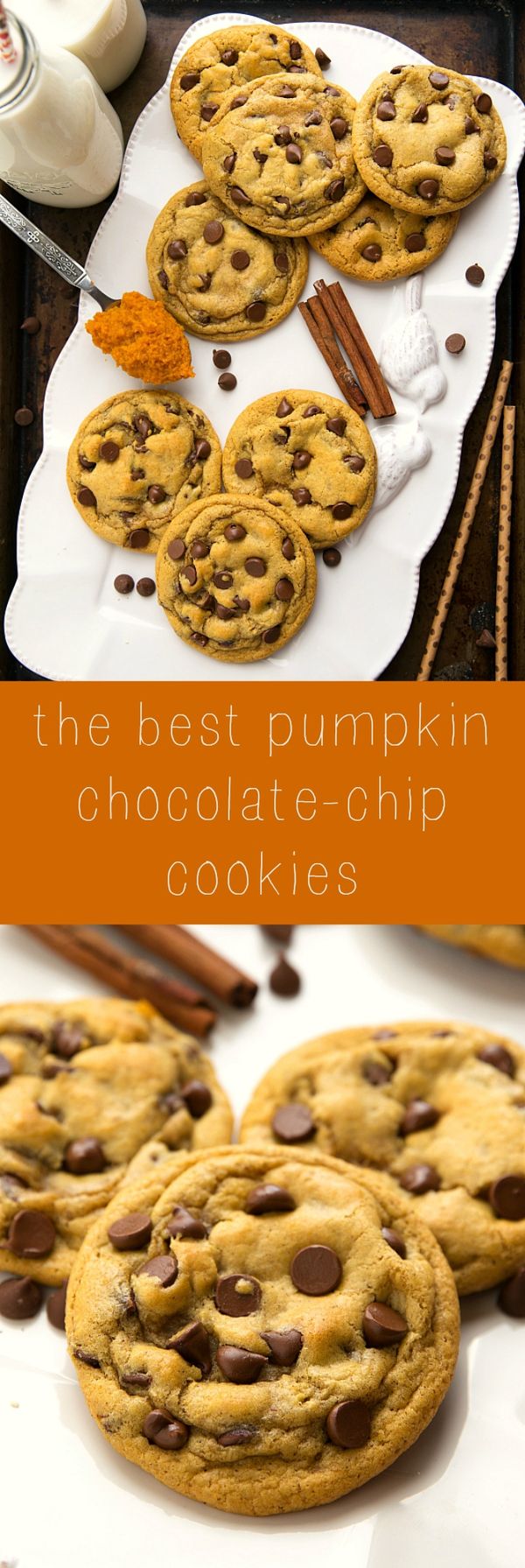 (Non-Cakey Pumpkin Spice Chocolate-Chip Cookies