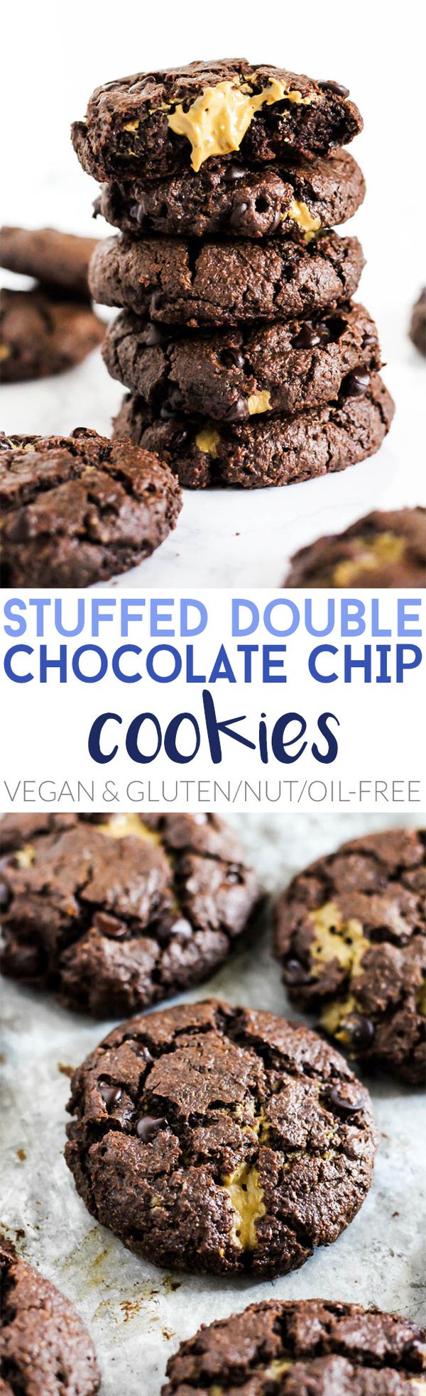 Nut-Free Stuffed Double Chocolate Chip Cookies