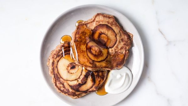 Oat and Apple Pancakes with Yogurt and Honey