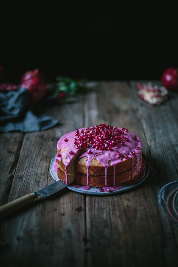 Olive Oil Tangerine Cake with Pomegranate Glaze