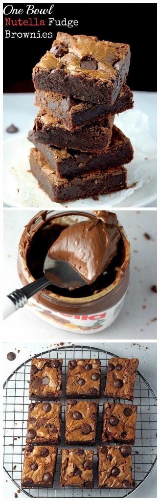 One Bowl Nutella Fudge Brownies