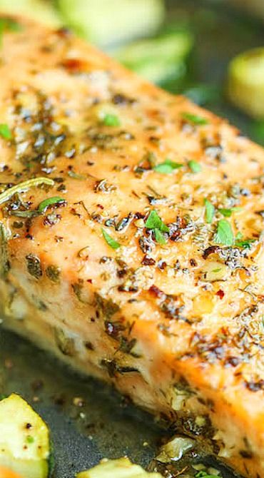 One Pan Lemon Herb Salmon and Zucchini