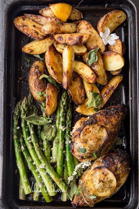 One Pan Lemon Roast Chicken and Asparagus