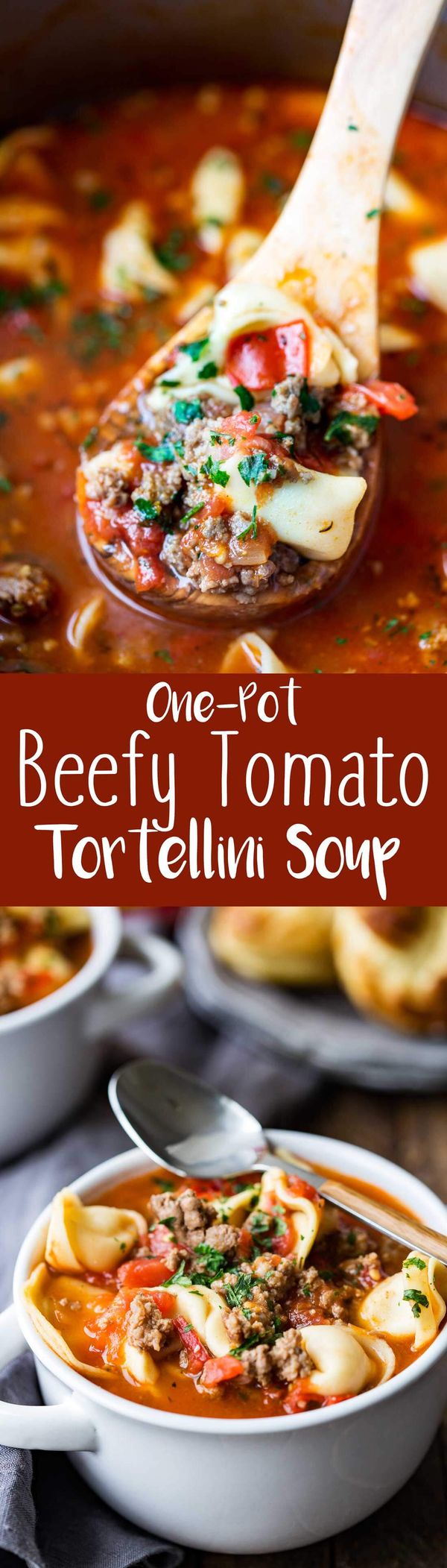 One Pot Beefy Tortellini Tomato Soup