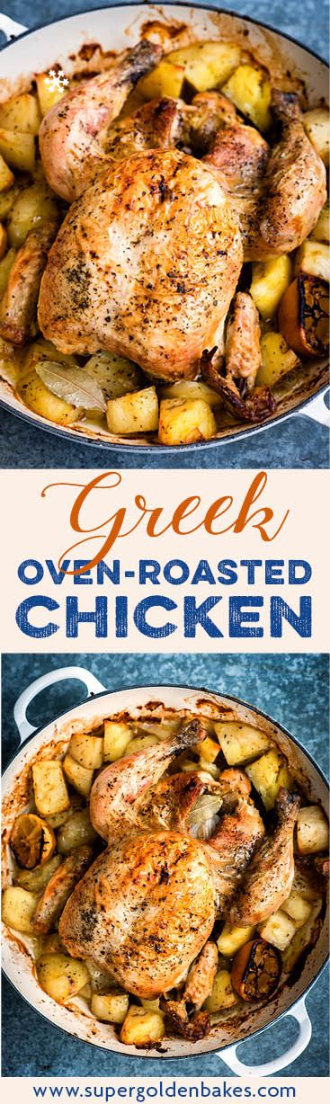 One-pot Greek Oven–Roasted Chicken and Potatoes