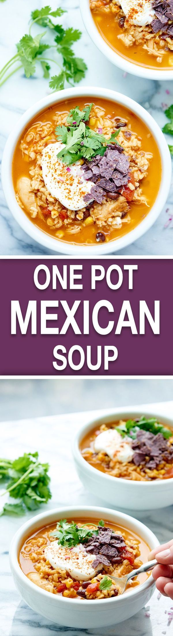 One Pot Mexican Chicken and Rice Soup