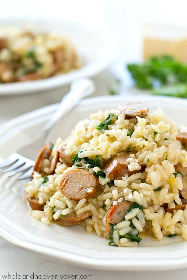 One-Pot Parmesan Risotto with Sausage + Kale