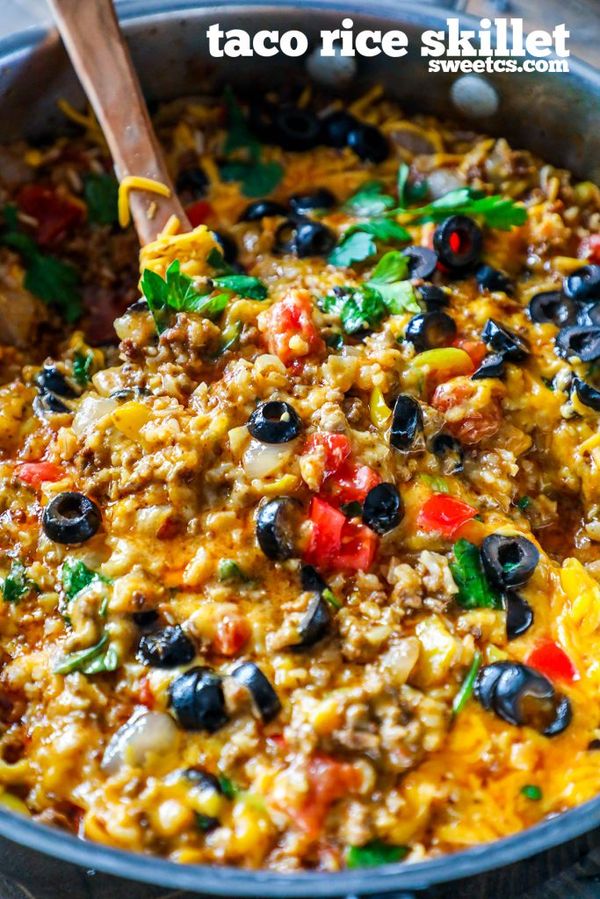 One Pot Spicy Taco Rice Skillet