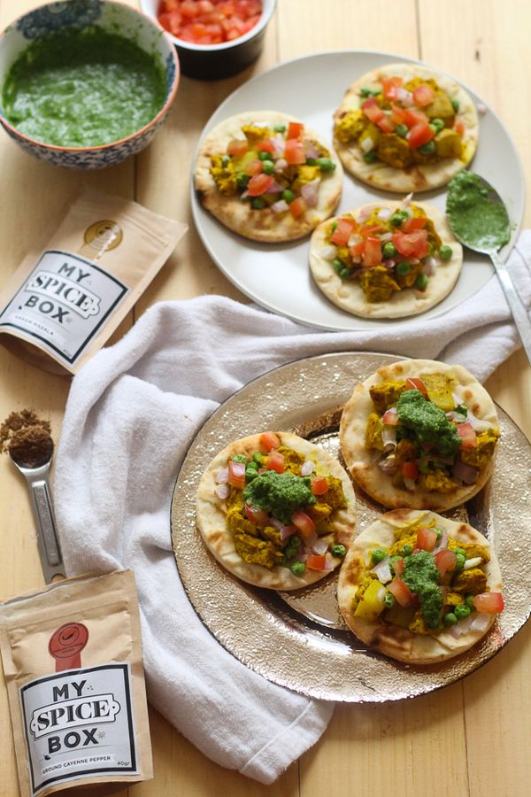 Open Faced Naan Samosa Bites