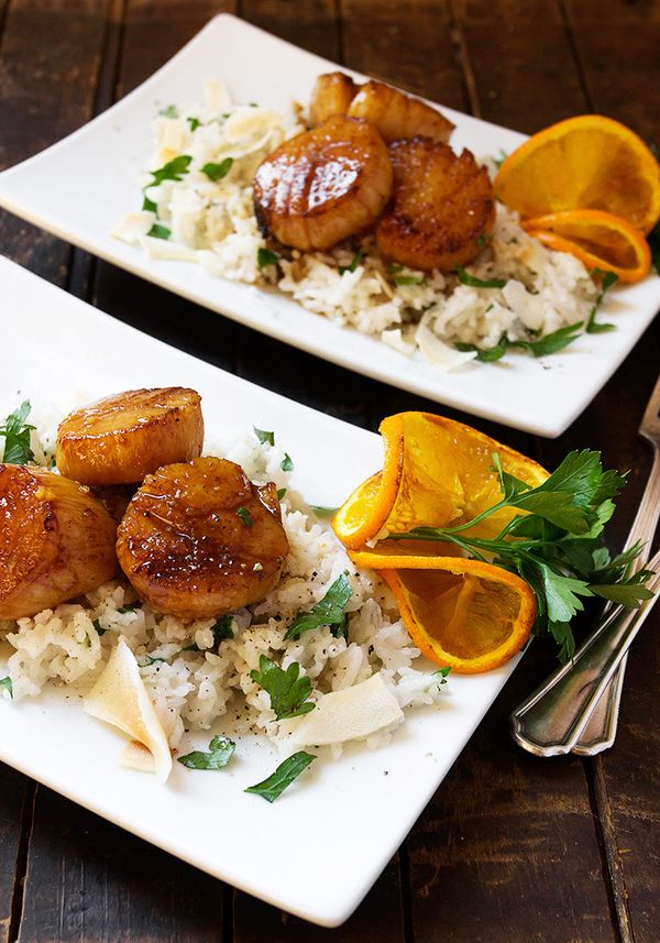 Orange Soy Scallops with Coconut Rice