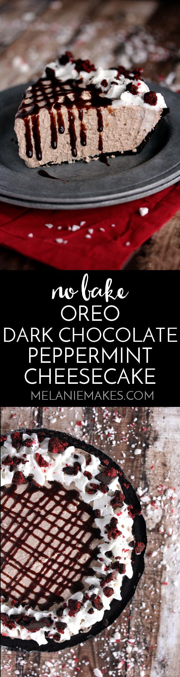 Oreo Dark Chocolate Peppermint No Bake Cheesecake