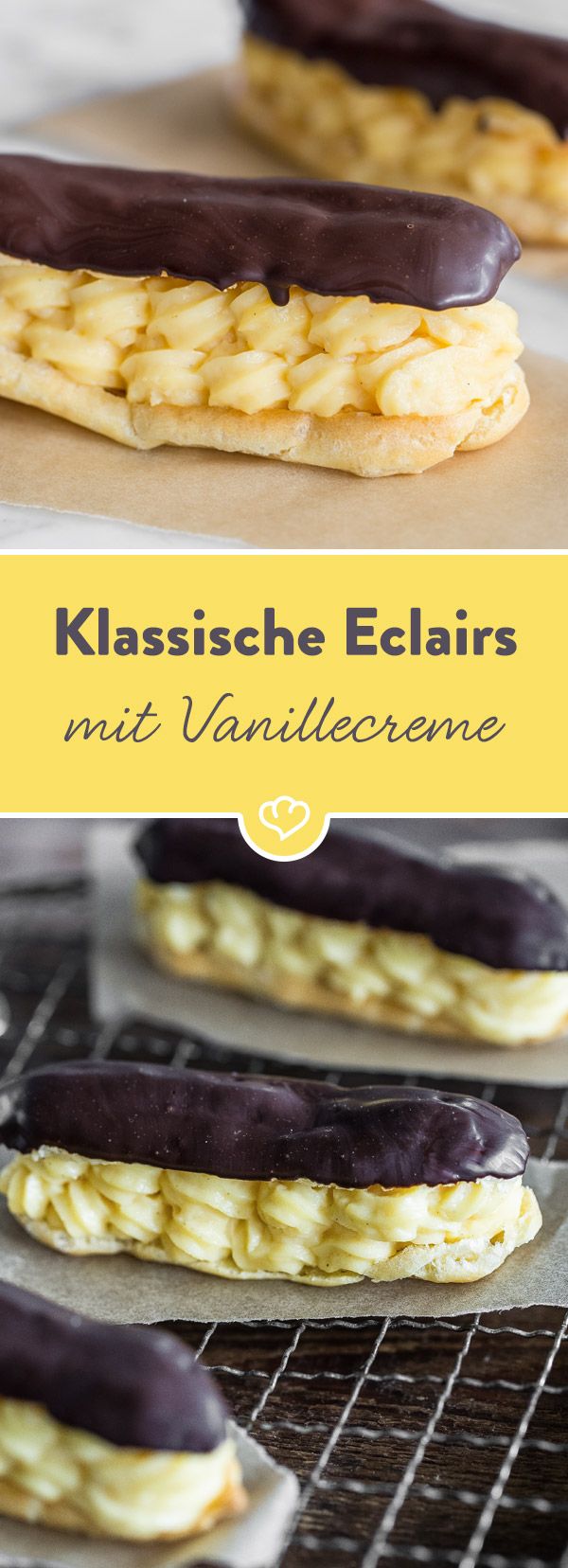 Original französische Eclairs mit Vanillecreme