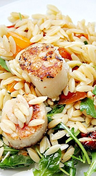 Orzo Salad with Scallops ~adapted from the Yummy Mummy Kitchen