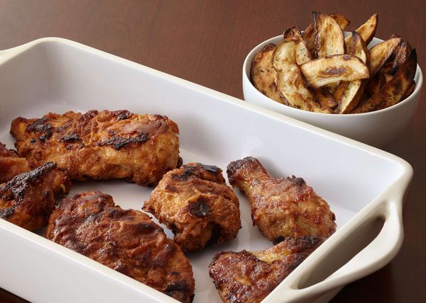 Oven-Fried Chicken with Roasted Potato Wedges