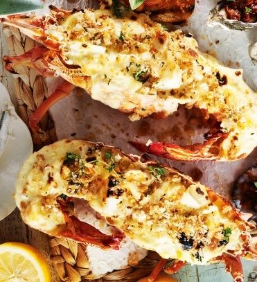 Oven Grilled Lobster with Parmesan Sauce