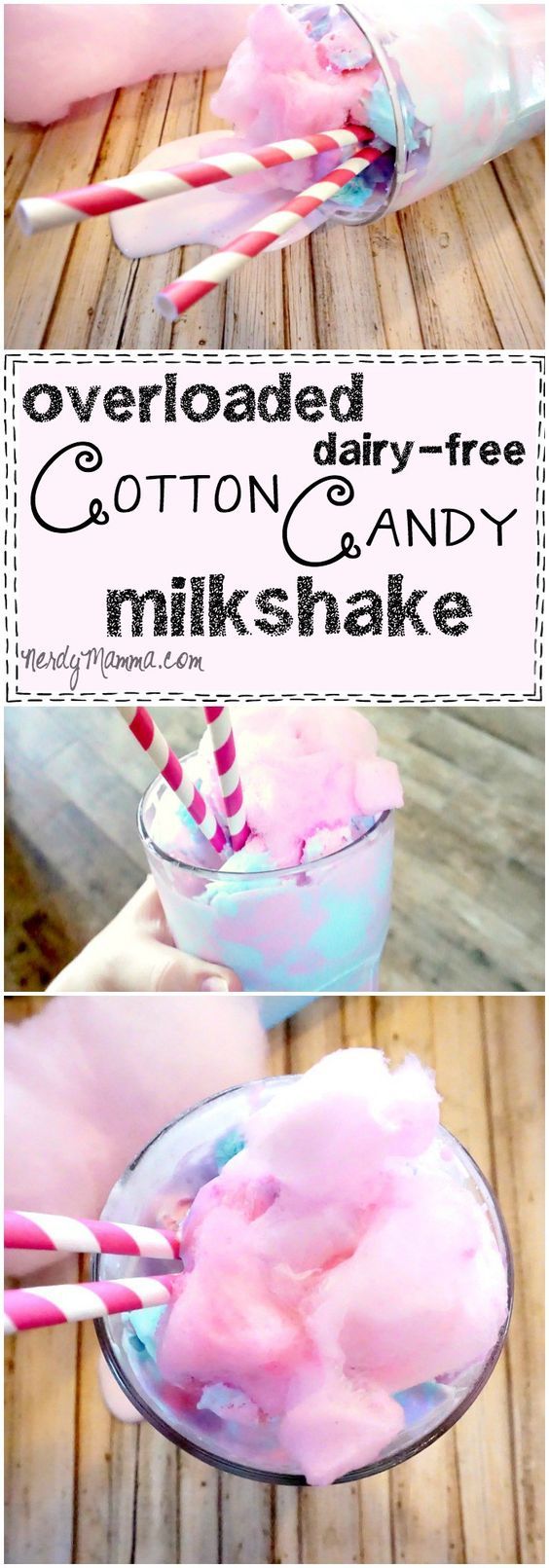 Overloaded Dairy-Free Cotton Candy Milkshake (vegan & gluten-free