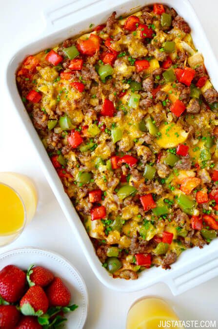 Overnight Egg Casserole with Breakfast Sausage