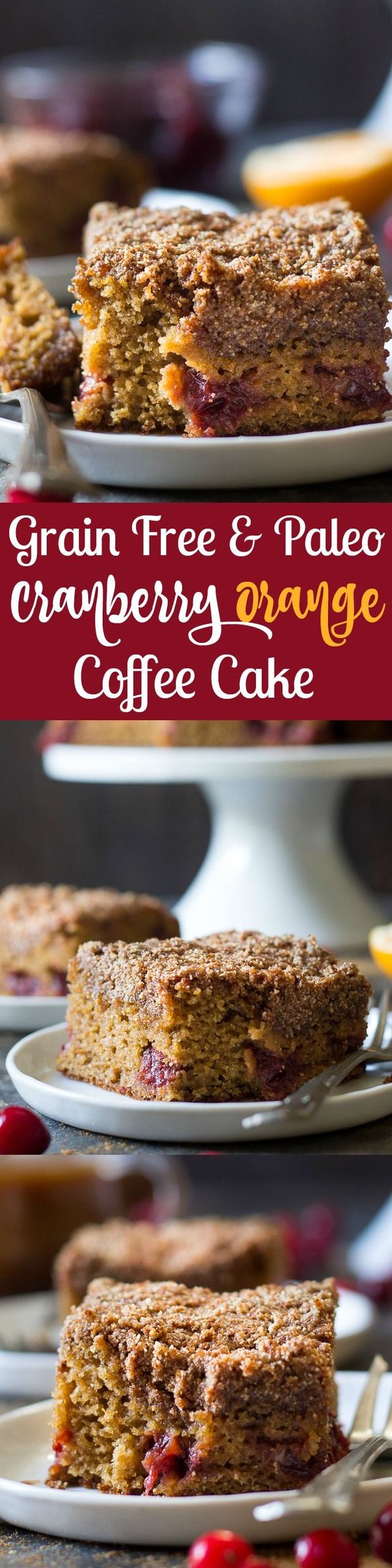 Paleo Cranberry Orange Spiced Coffee Cake