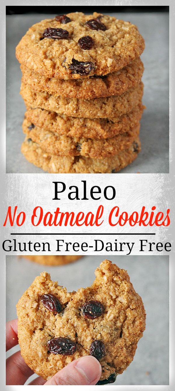 Paleo No Oatmeal Raisin Cookies