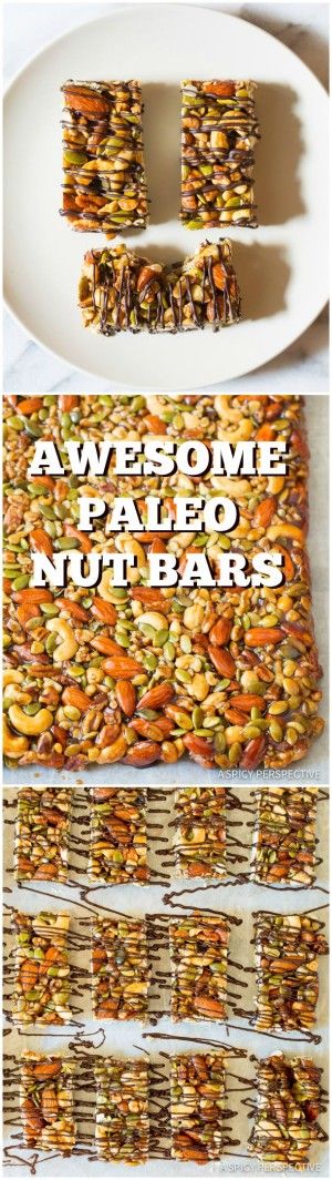 Paleo Nut Bar Recipe with Chocolate Drizzle