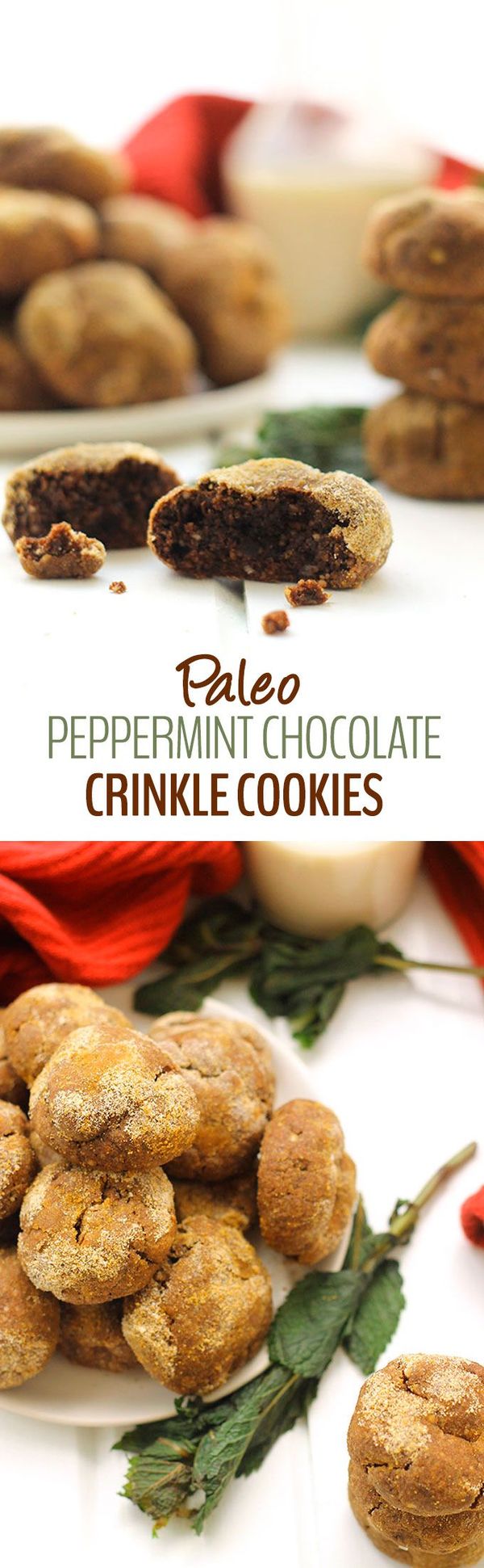 Paleo Peppermint Chocolate Crinkle Cookies + Healthy Holiday Cookie Round-Up