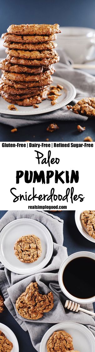 Paleo Pumpkin Snickerdoodles (GF, Dairy-Free, Egg-Free + Refined Sugar-Free