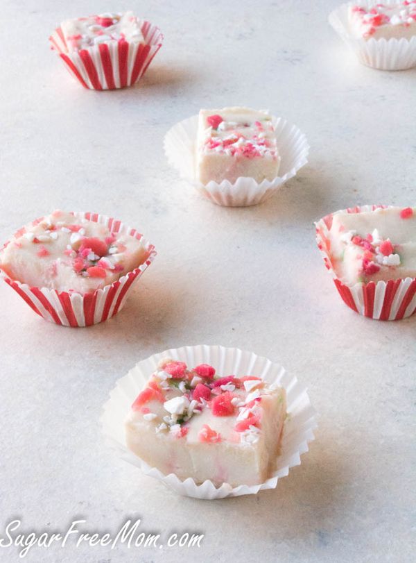 Paleo Sugar-Free White Chocolate Peppermint Fudge