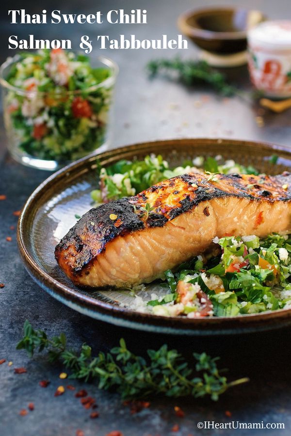 Paleo Thai Sweet Chili Salmon Tabbouleh