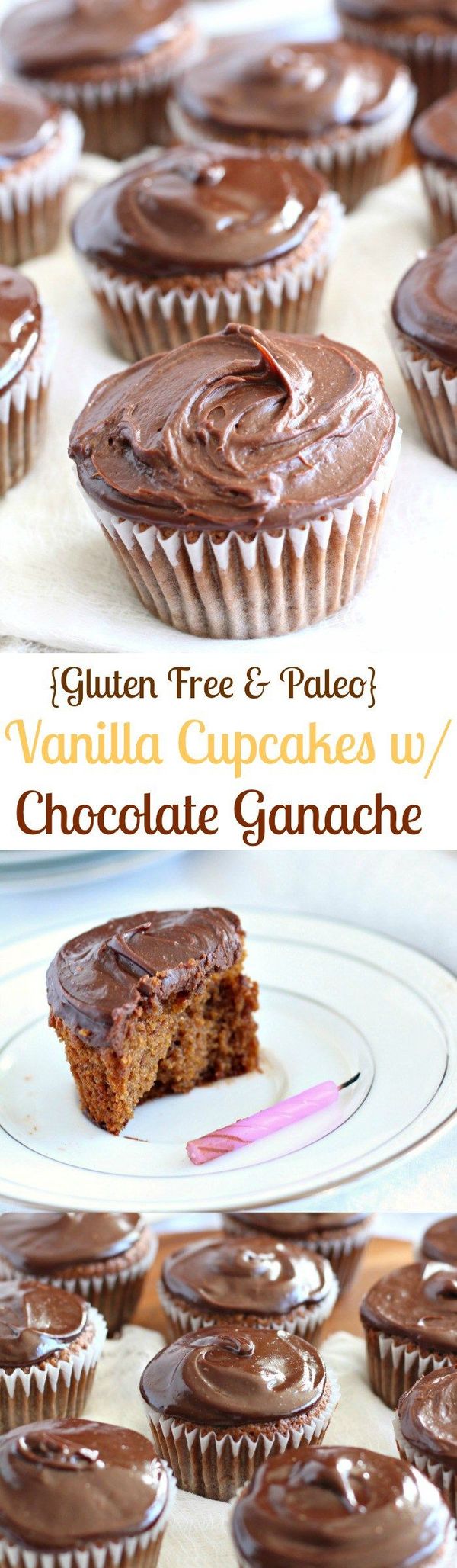 Paleo Vanilla Cupcakes with Rich Chocolate Ganache