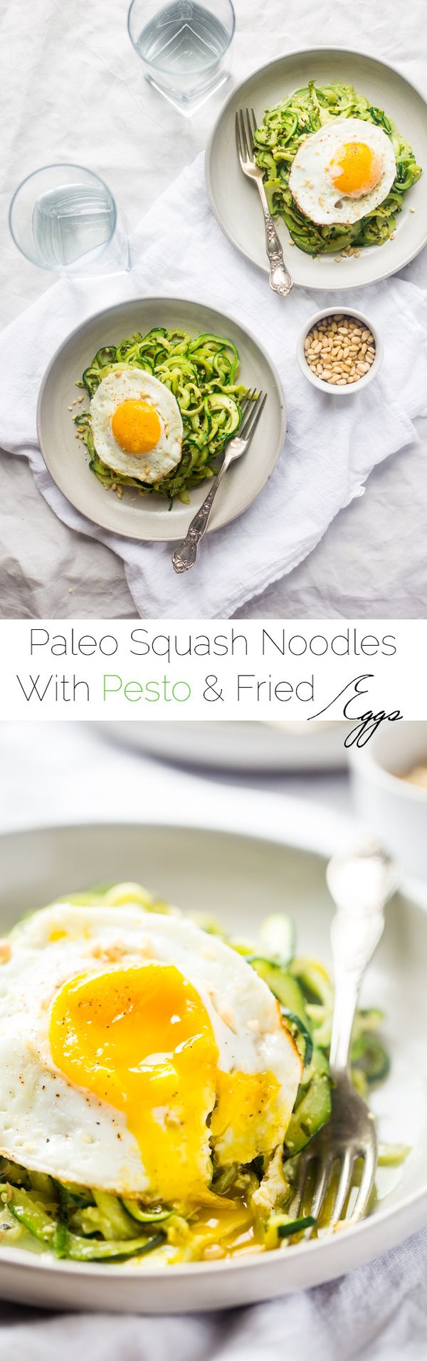 Paleo Zucchini Noodles with Everything Pesto and Fried Eggs