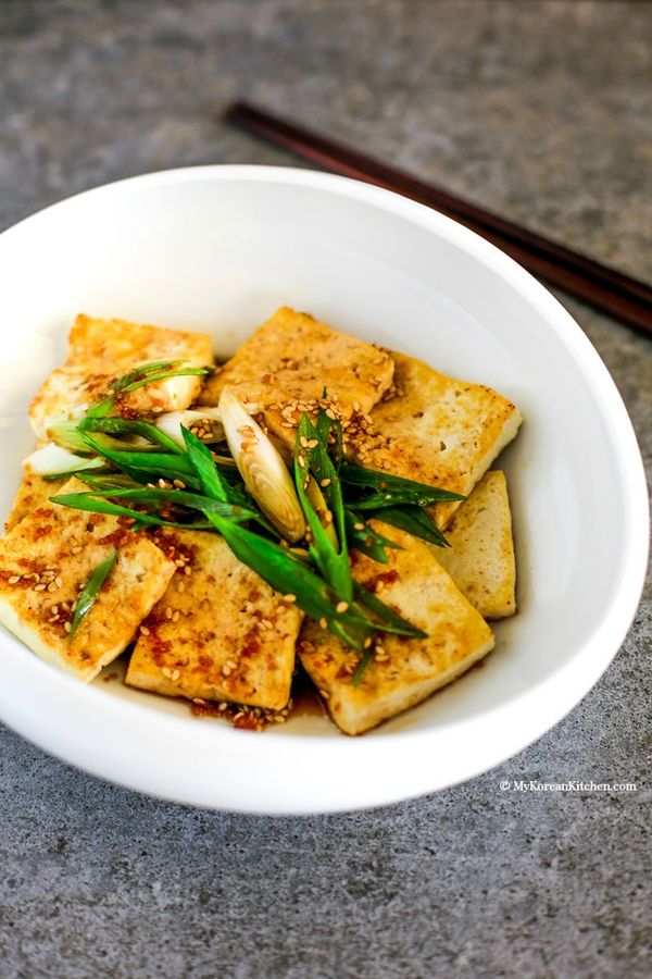 Pan Fried Tofu in Garlic Soy Sesame Sauce