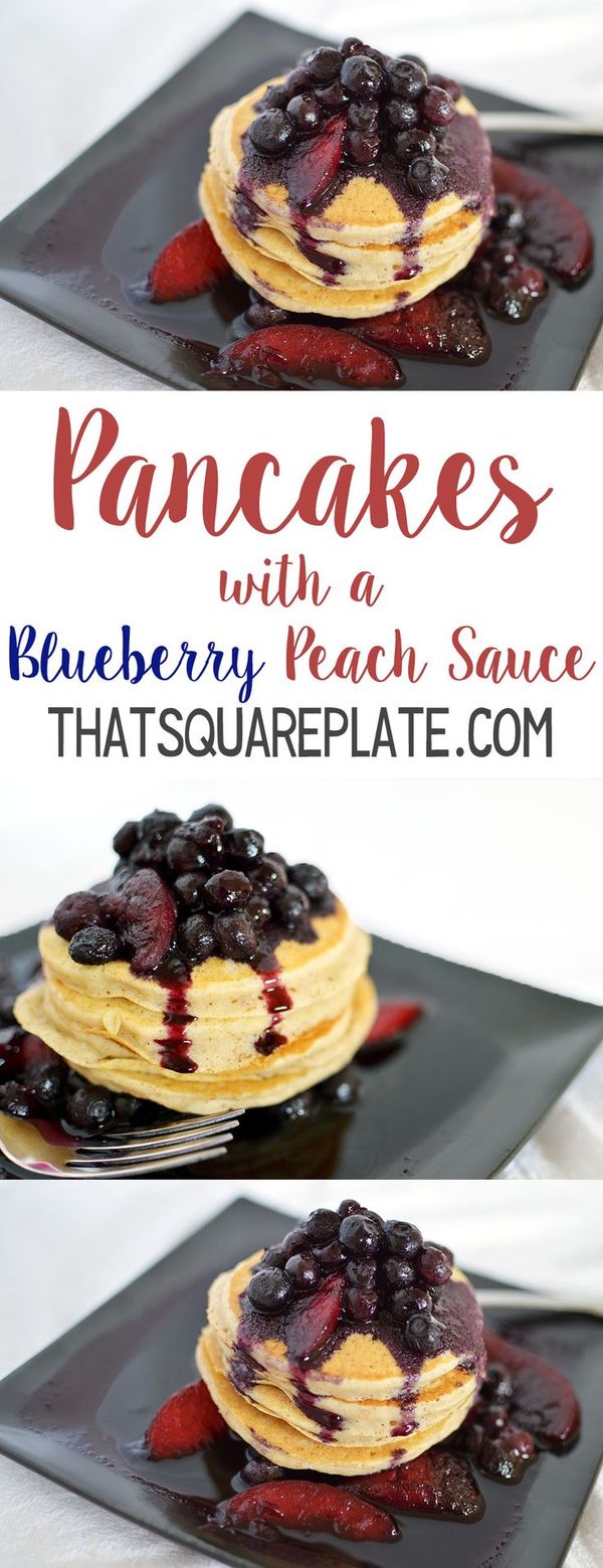 Pancakes with a Blueberry Peach Sauce