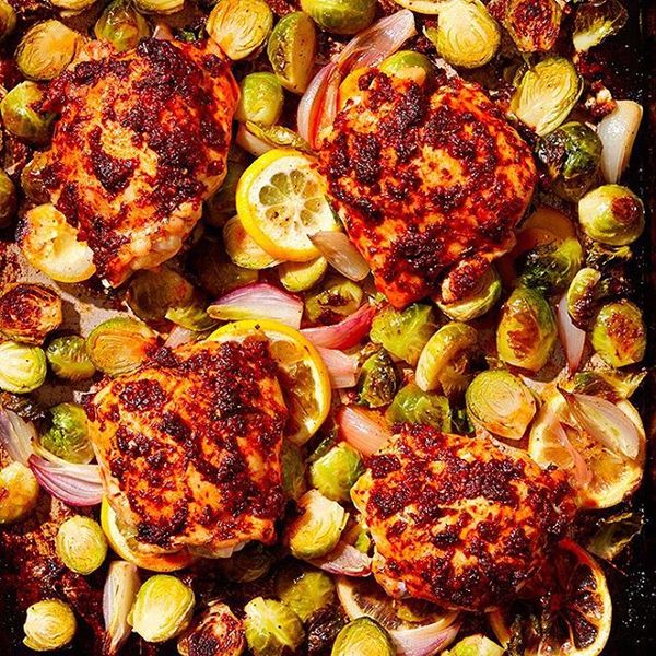 Paprika Chicken Thighs with Brussels Sprouts