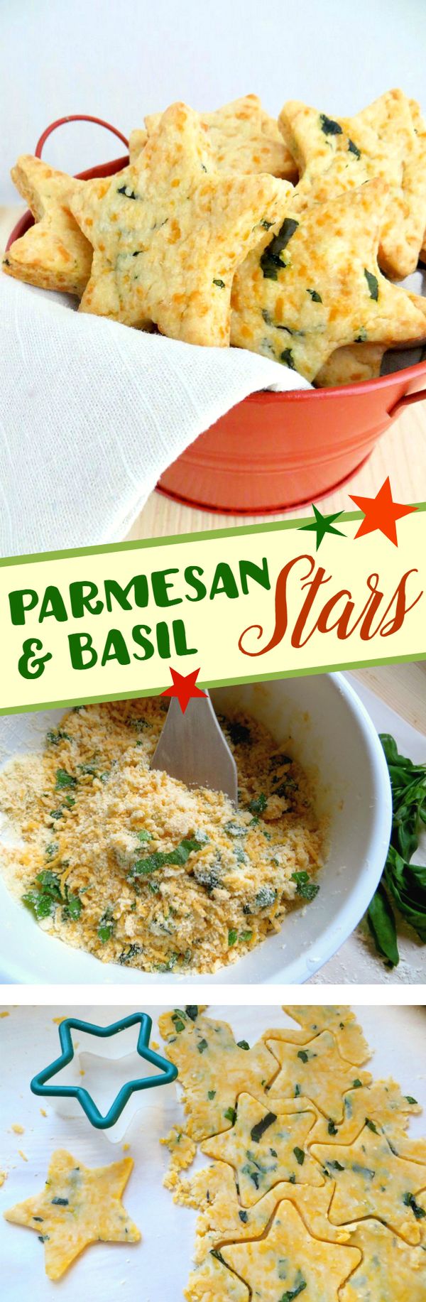 Parmesan Cheddar Basil Star Crackers