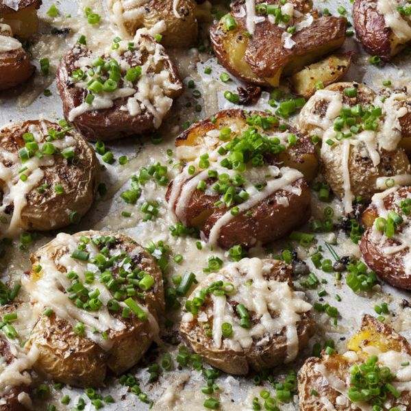 Parmesan Chive Smashed Potatoes